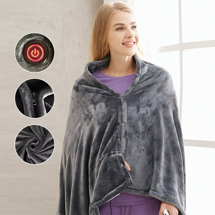 Värmekällan™ USB-uppvärmd axelsjal i fleece med tre värmenivåer