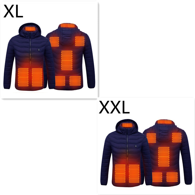 Värmejacka med åtta zoner i 2-pack, avtagbar huva och dragkedja