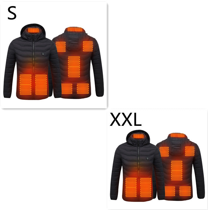 Värmejacka med åtta zoner i 2-pack, avtagbar huva och dragkedja