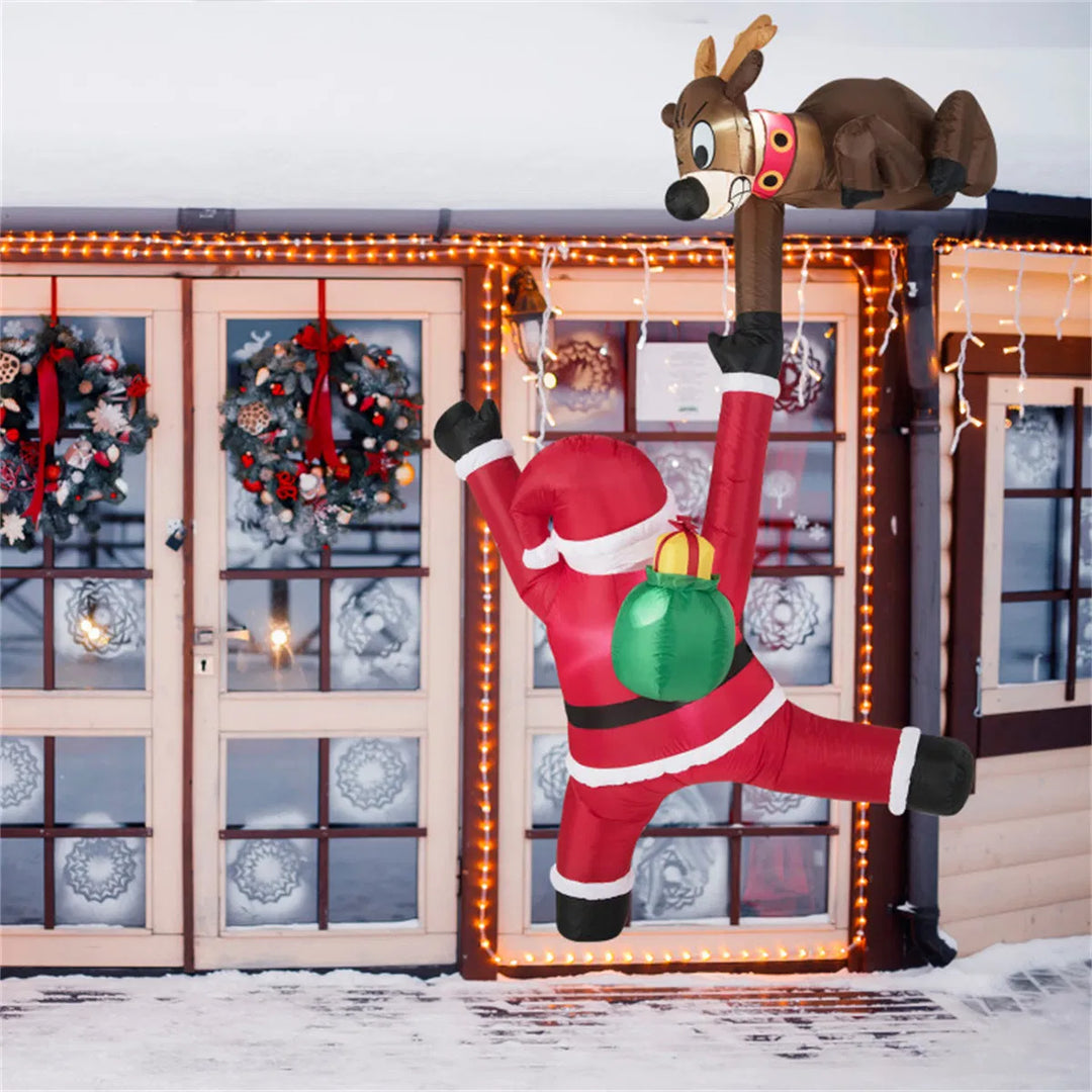 Uppblåsbar tomte med ren som lyser