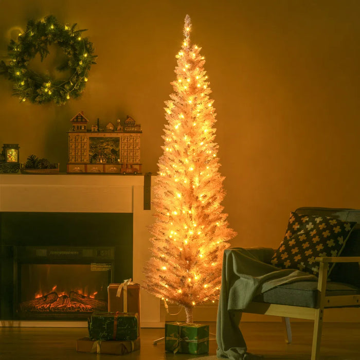 Värmekällan Rosa smal julgran 180 cm med 200 varmvita LED