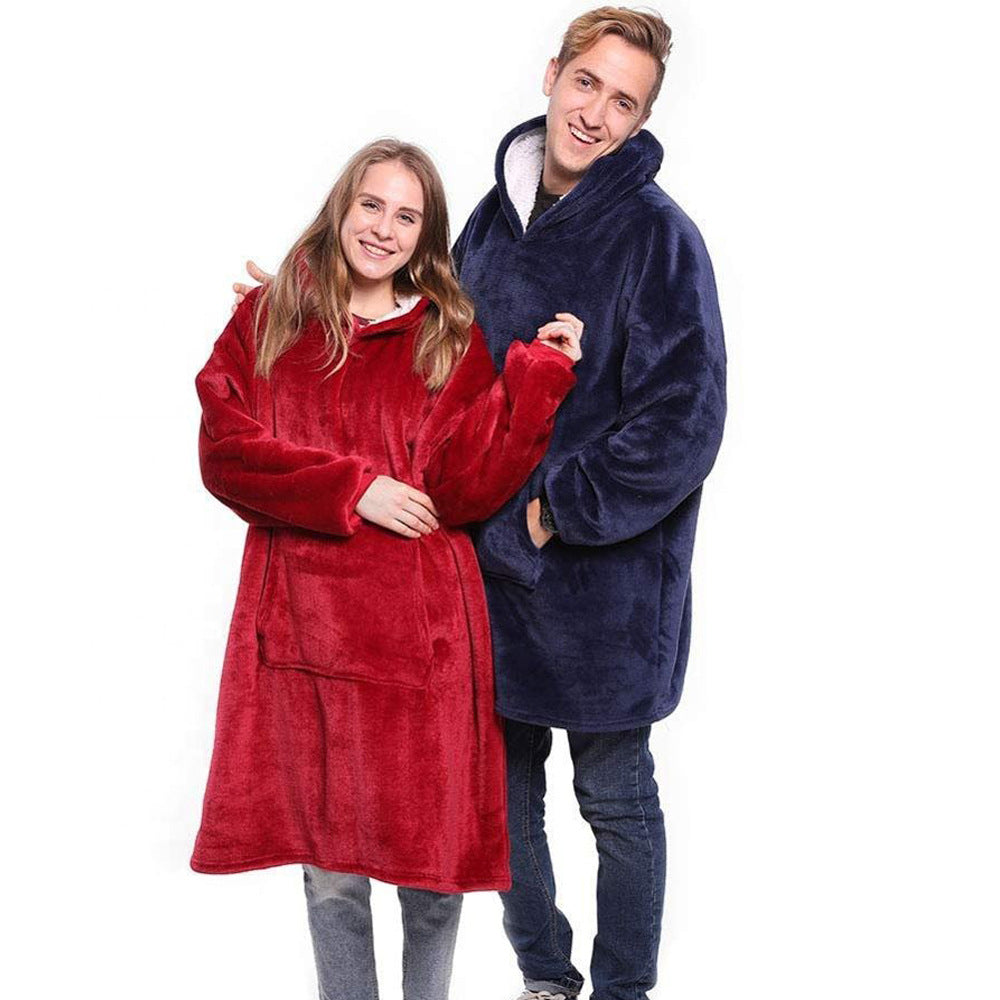 Filt med luva som du drar över huvudet, varm i flanell
