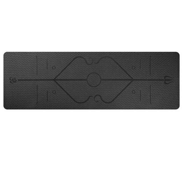 Värmekällan Halkfri yogamatta med positionslinjer