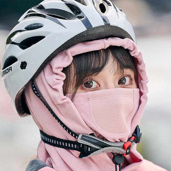 Värmekällan™ Vindtät ansiktsmask med huva och halsvärmare för cykling