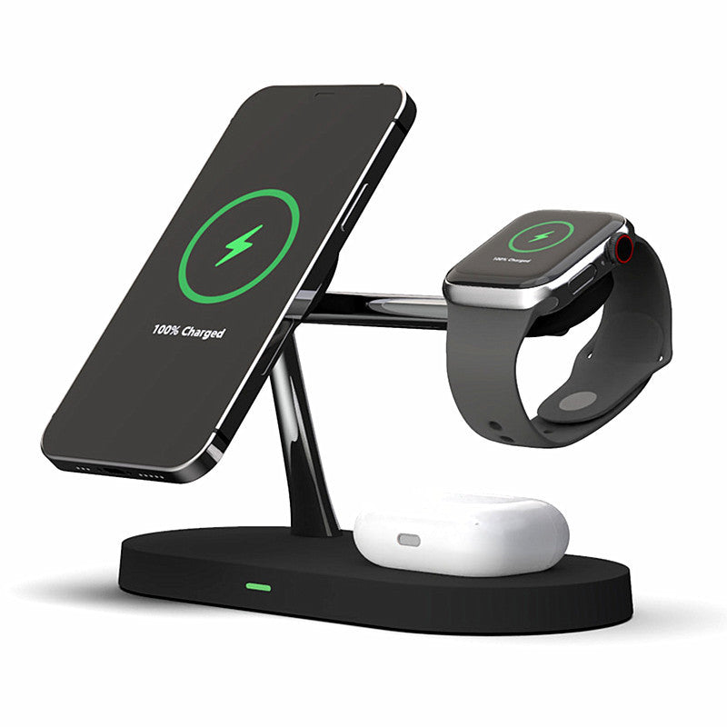 Magnetisk laddstation med mobil och klocka