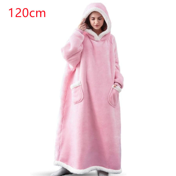 Filt med ärmar och huva – mjuk oversize hoodie med fickor