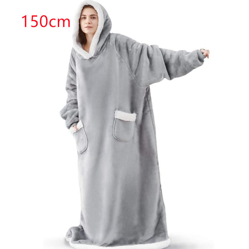 Filt med ärmar och huva – mjuk oversize hoodie med fickor