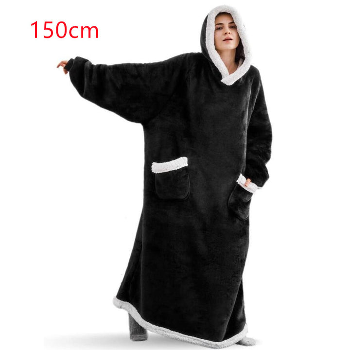 Filt med ärmar och huva – mjuk oversize hoodie med fickor