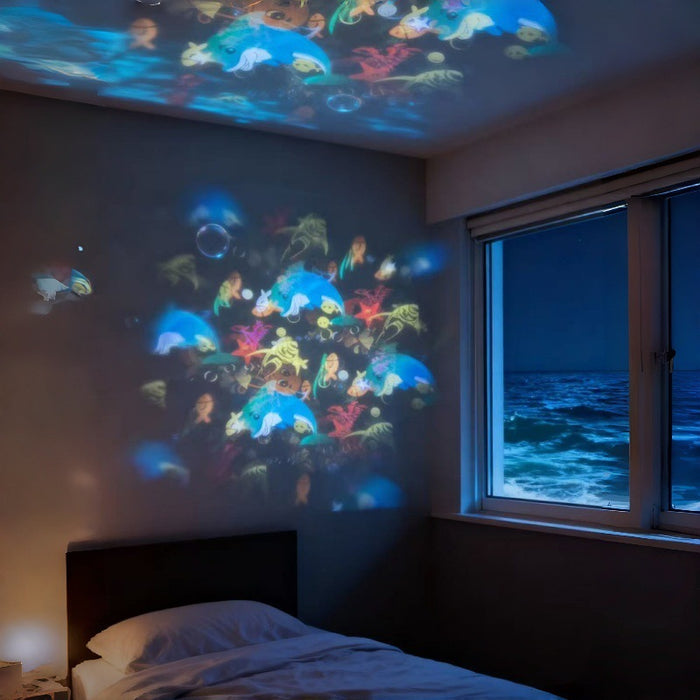 Värmekällan Roterande projektorlampa med jul- och snöflingemönster