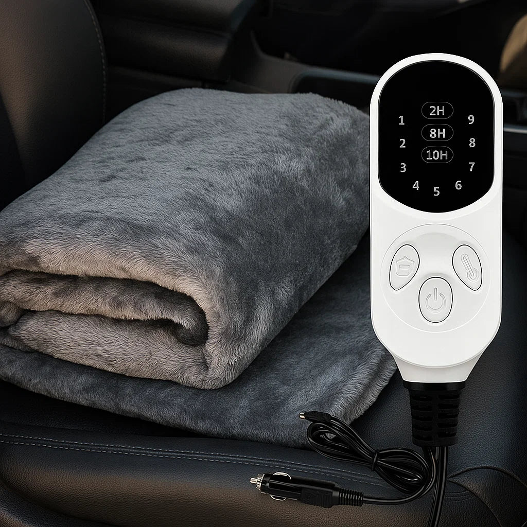 Värmekällan™ Elektrisk bilfilt 12V med timer och nio värmelägen