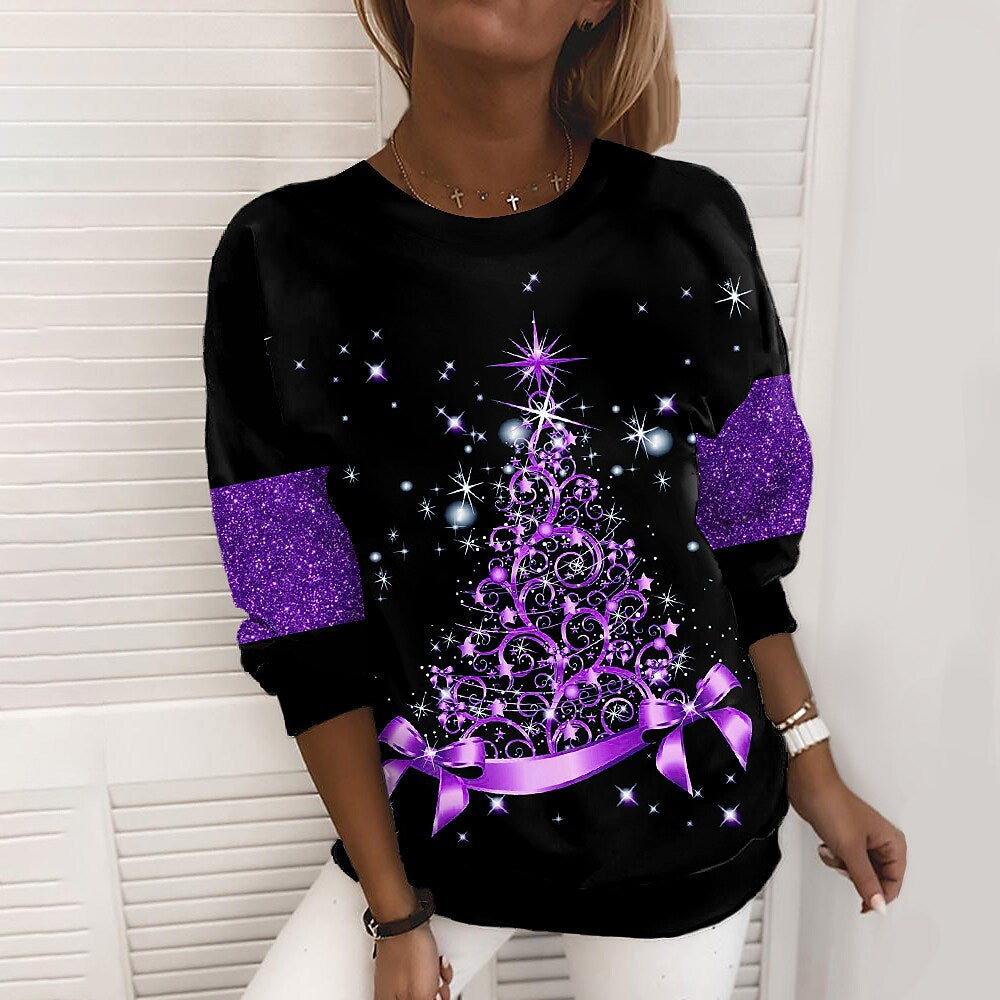 Jultröja dam med 3D-tryck – mjuk sweatshirt