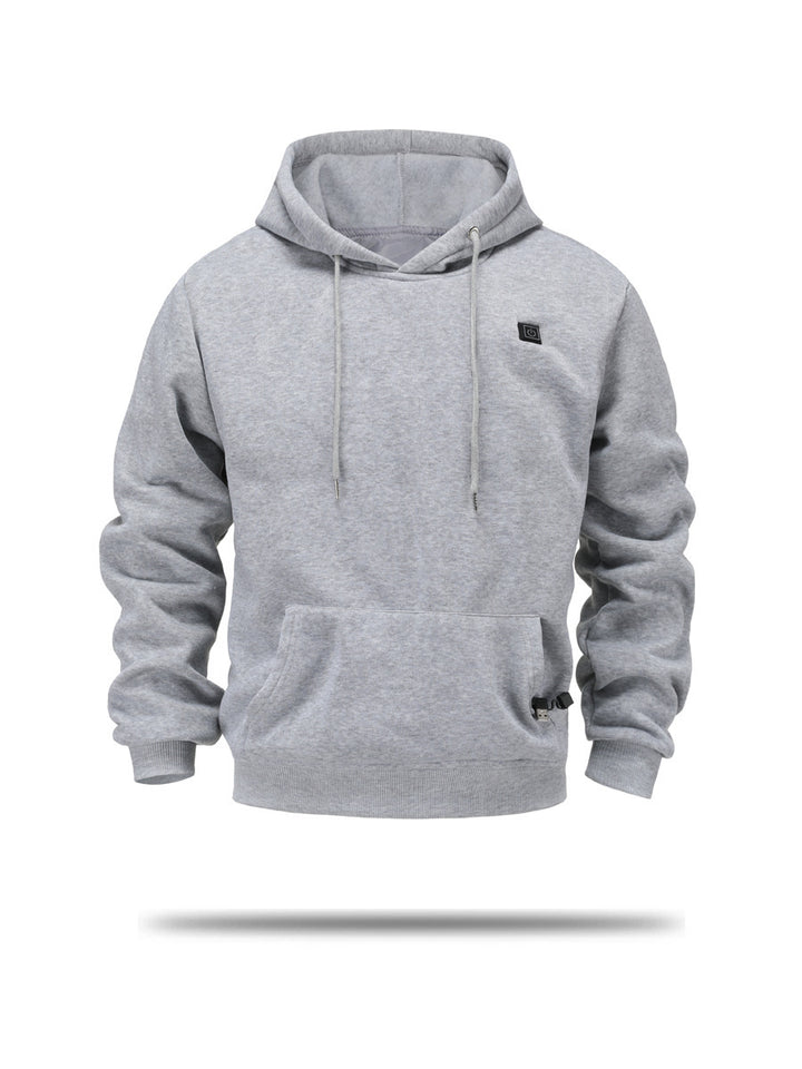 Svart eluppvärmd hoodie herr