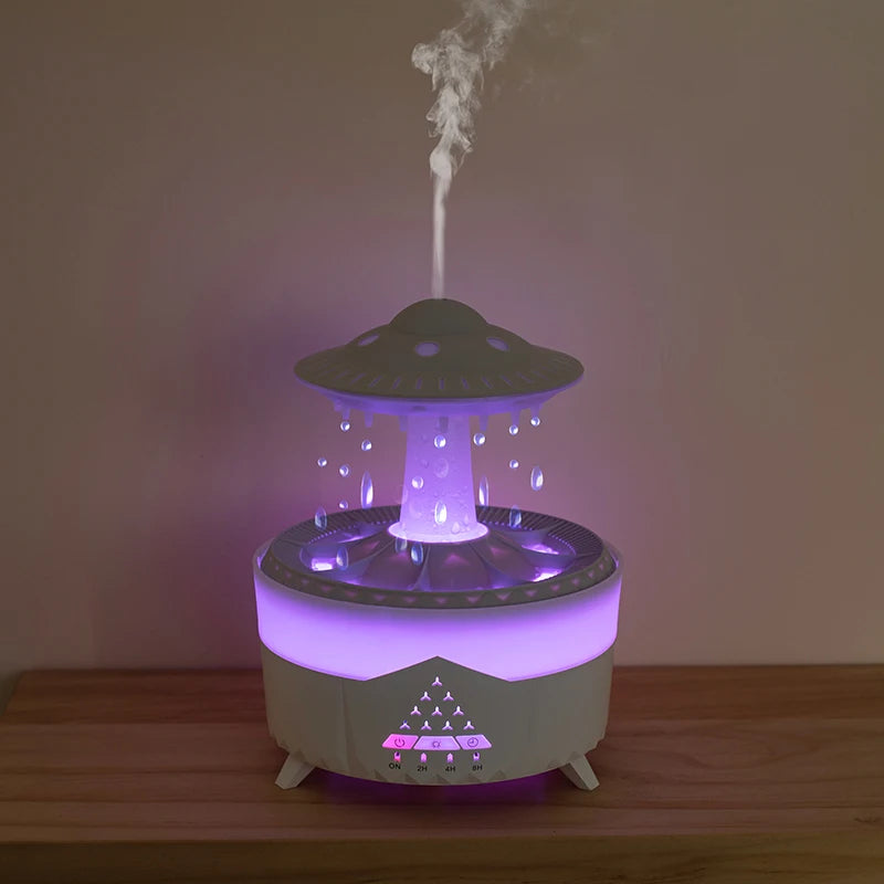 Regndroppsluftfuktare med UFO-design och lugnande vattenljud