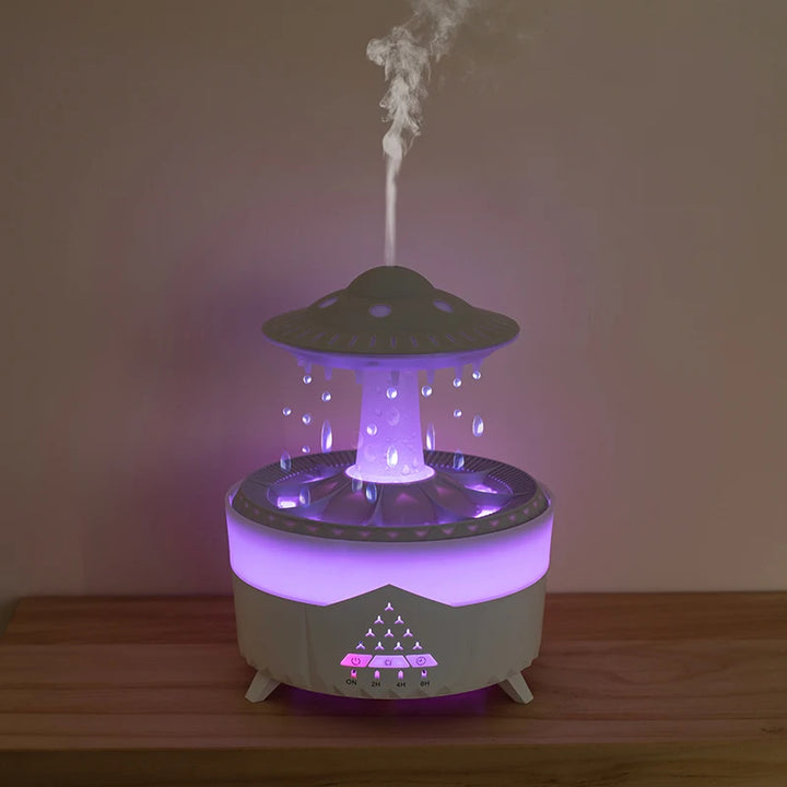 Regndroppsluftfuktare med UFO-design och lugnande vattenljud