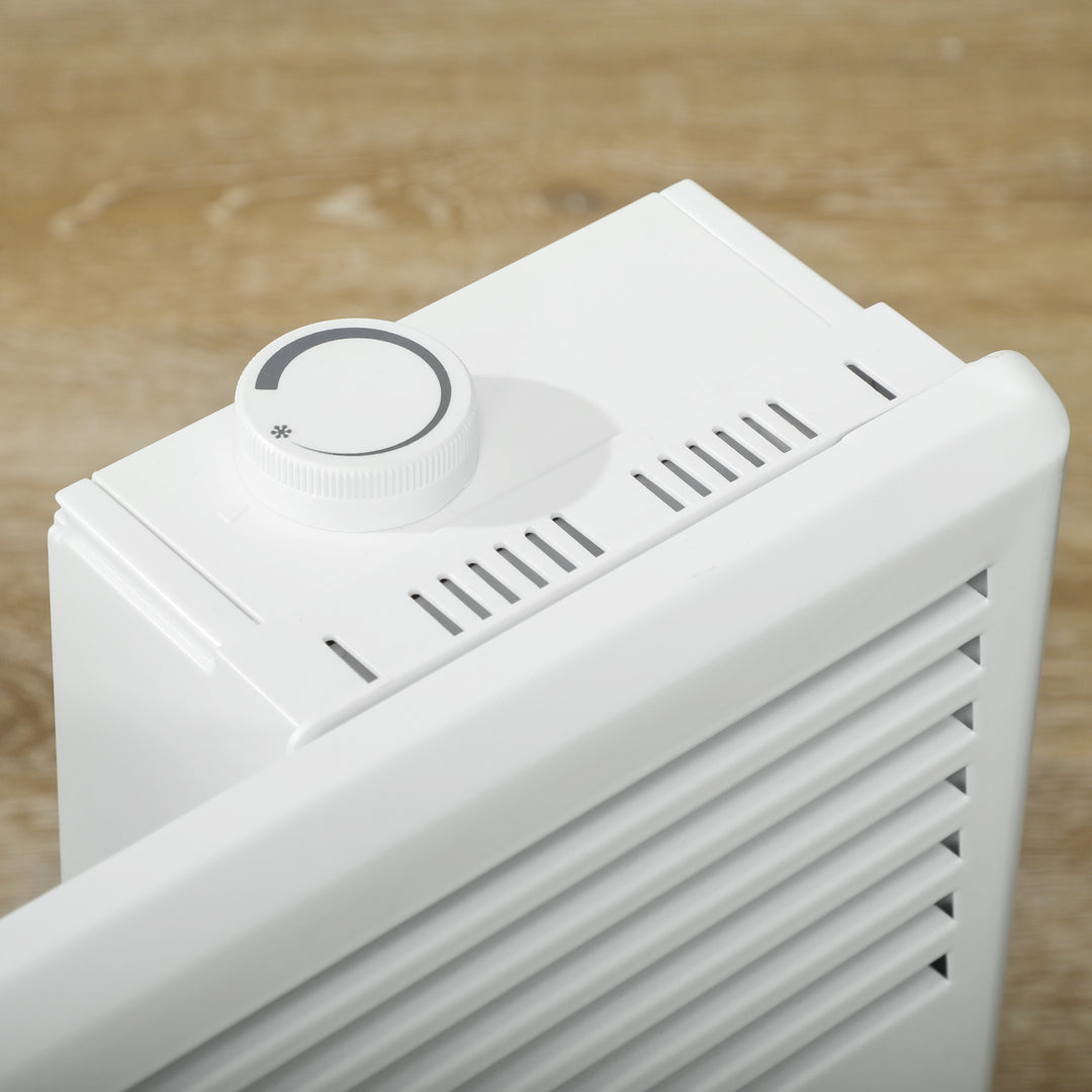 Vitt fristående konvektorelement med termostatvred