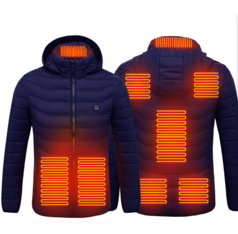 Uppvärmd jacka med USB, avtagbar luva och flera värmezoner, S till 4XL
