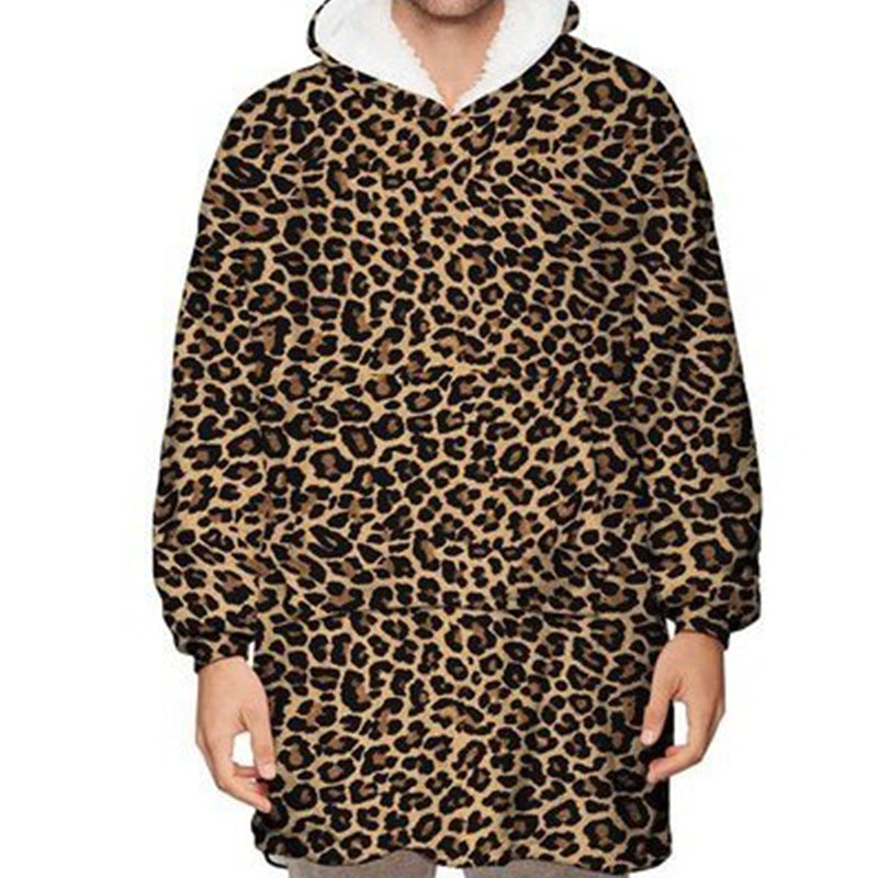 Oversize hoodiefilt med roligt mönster