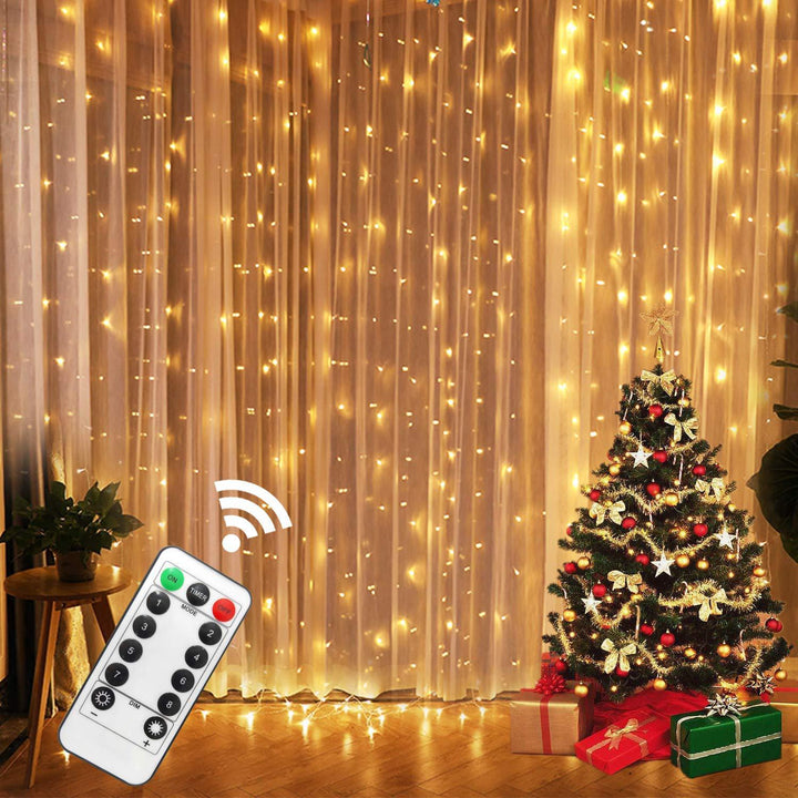 Ljusgardin med USB och fjärrkontroll – 300 LED och 8 ljuslägen
