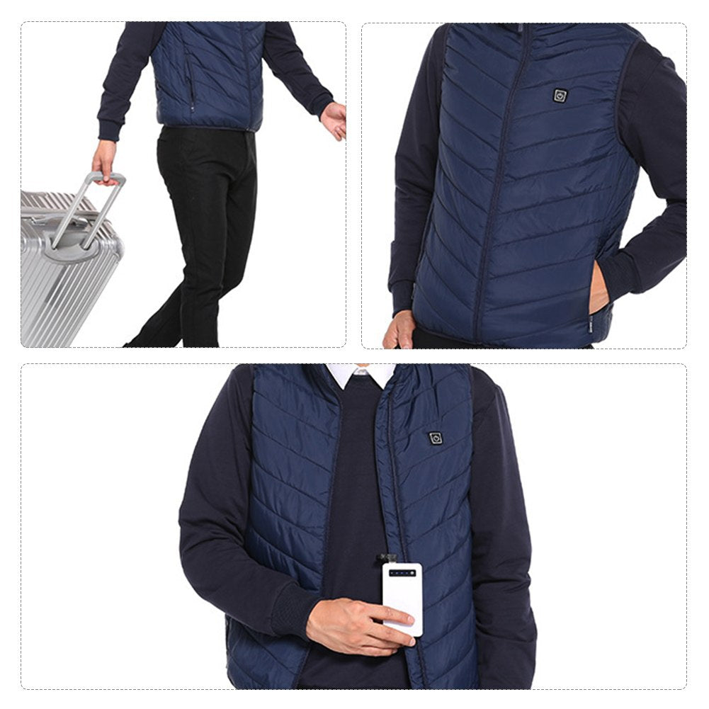 Uppvärmd väst för dam och herr med flera värmezoner, S till 5XL