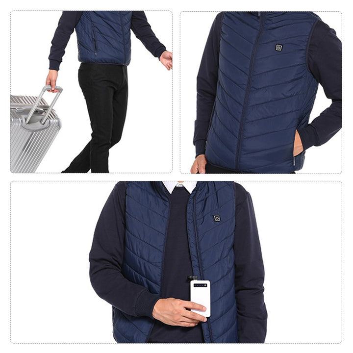 Uppvärmd väst för dam och herr med flera värmezoner, S till 5XL
