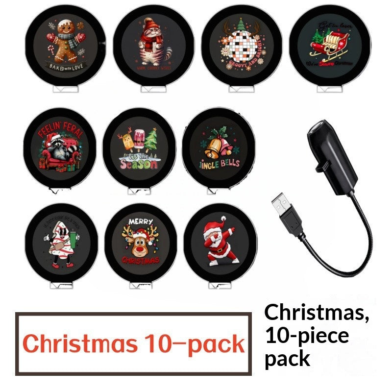 Liten USB-projektor som visar julmotiv på vägg