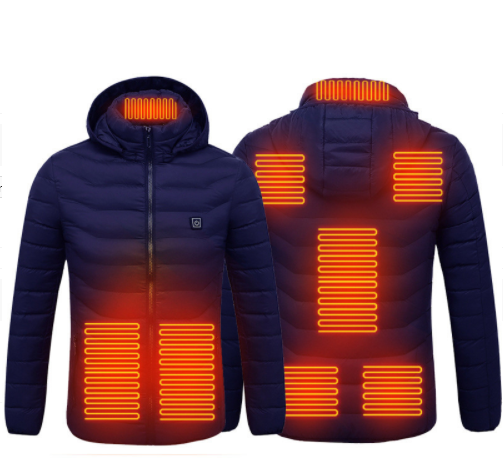 Uppvärmd jacka med USB, avtagbar luva och flera värmezoner, S till 4XL