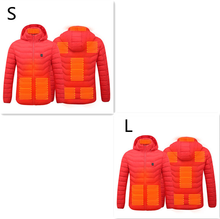 Värmejacka med åtta zoner i 2-pack, avtagbar huva och dragkedja