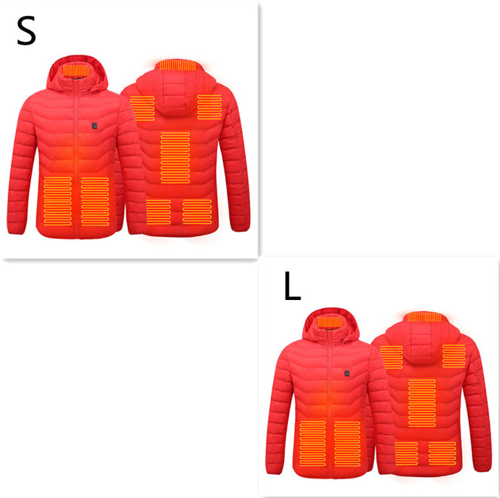 Värmejacka med åtta zoner i 2-pack, avtagbar huva och dragkedja