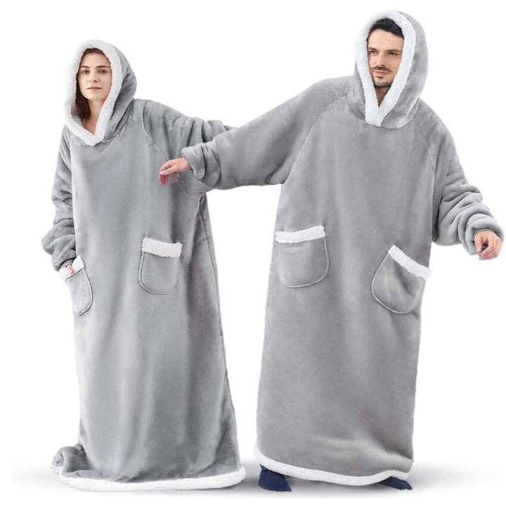 Filt med ärmar och huva – mjuk oversize hoodie med fickor
