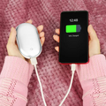 Bärbar handvärmare med powerbank 5000 mAh i silver