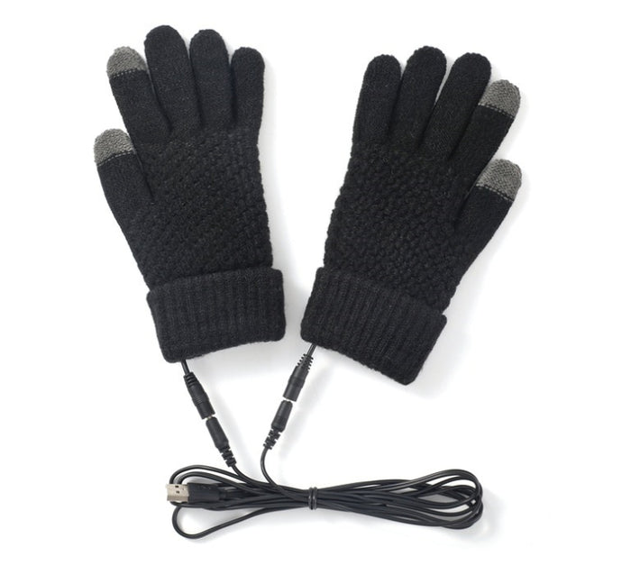 Värmekällan USB-värmda stickade handskar med touchfingrar