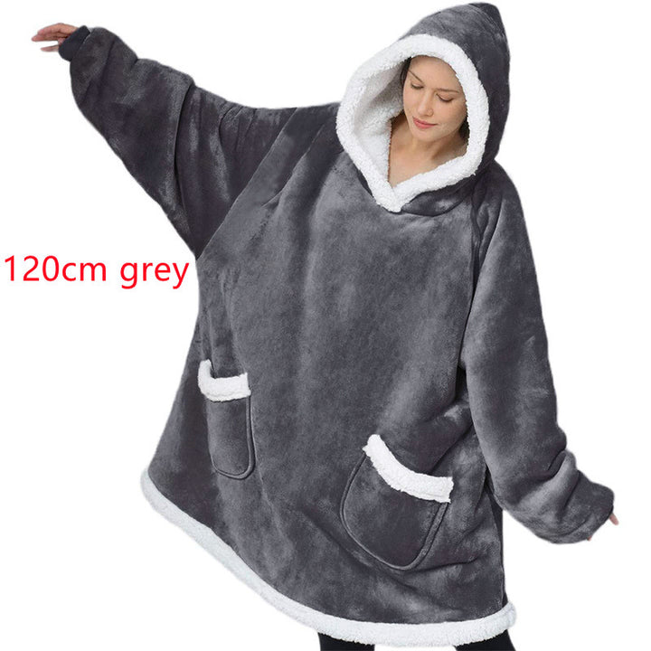 Filt med ärmar och huva – mjuk oversize hoodie med fickor