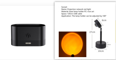 Aromdiffuser med flammeffekt och dimma, ultraljud och LED