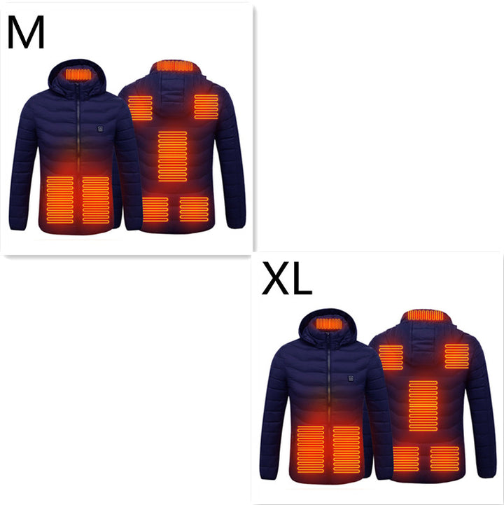Värmejacka med åtta zoner i 2-pack, avtagbar huva och dragkedja