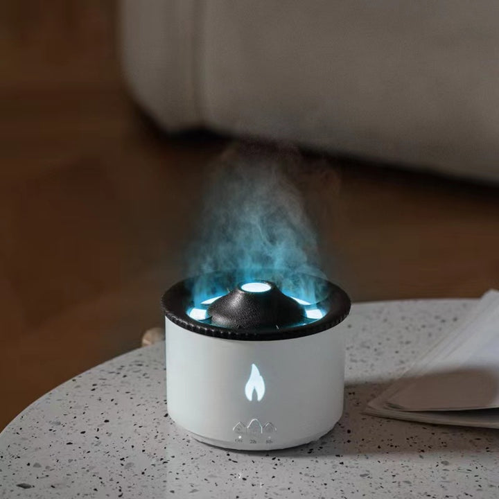 Vulkan luftfuktare med flammeffekt och rökringar