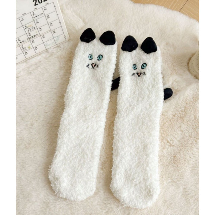 Fleecesockor med kattöron i tigermönster