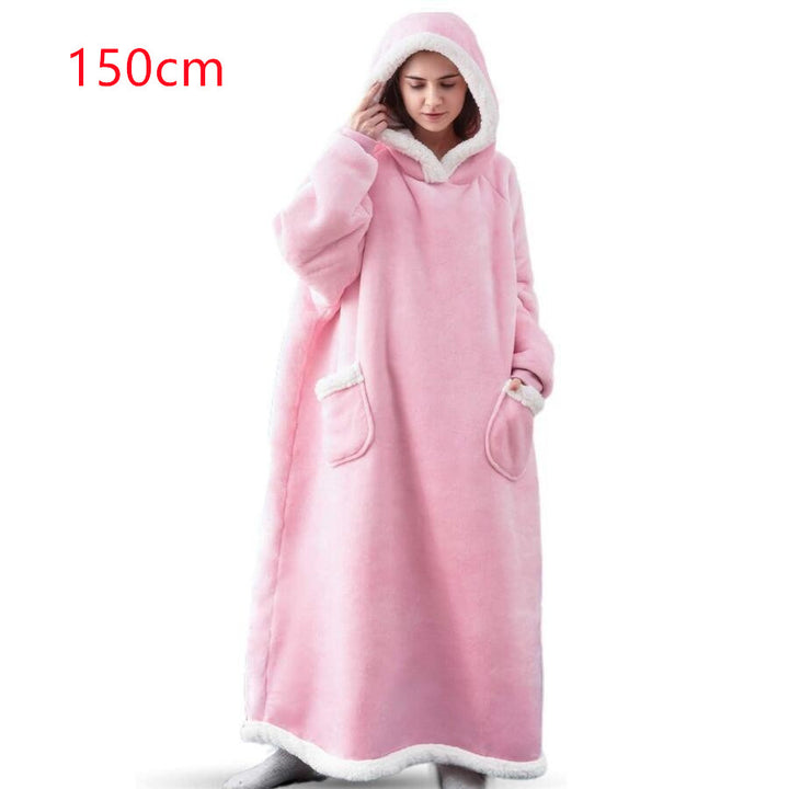 Filt med ärmar och huva – mjuk oversize hoodie med fickor
