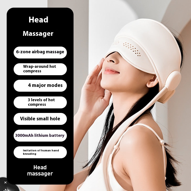 Person med sladdlös huvudmassage i huva