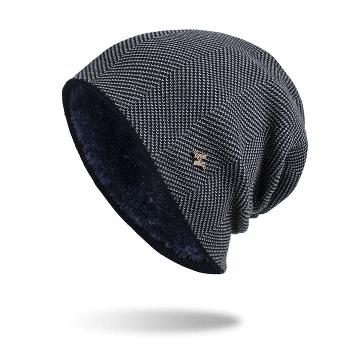 Stickad slouchmössa med plyschfoder