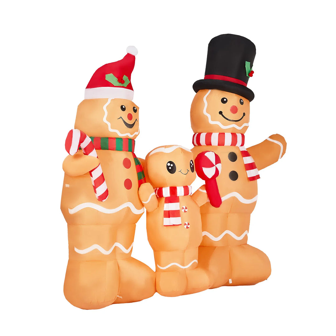 Uppblåsbar pepparkaksfamilj med tre figurer