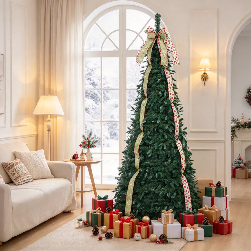 Pop up-julgran med sidenband och rosett