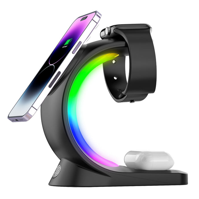 Värmekällan Magnetisk laddstation 3 i 1 med RGB-ljus