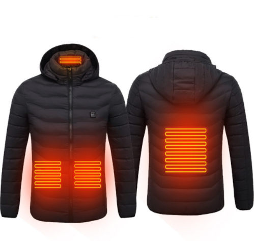 Uppvärmd jacka med USB, avtagbar luva och flera värmezoner, S till 4XL
