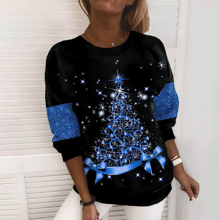 Jultröja dam med 3D-tryck – mjuk sweatshirt