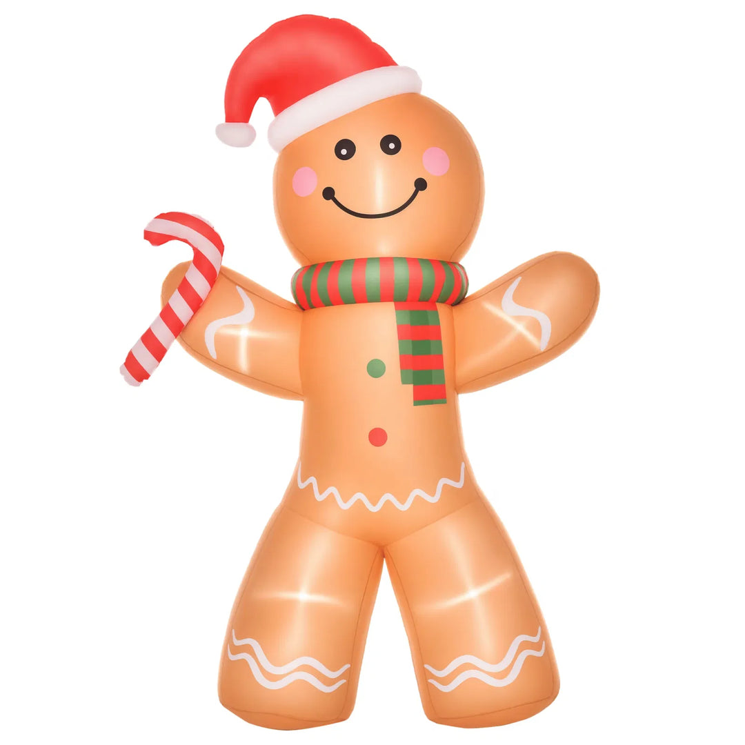 Uppblåsbar pepparkaksgubbe med polkagris