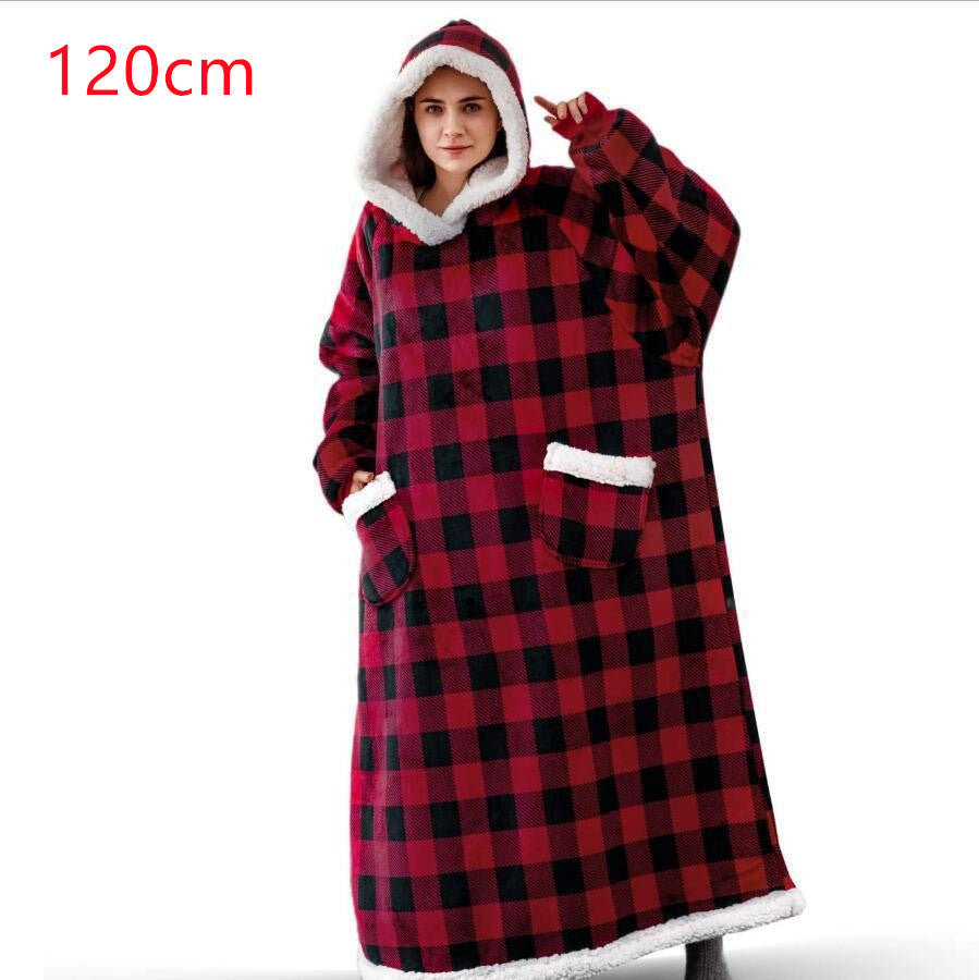 Filt med ärmar och huva – mjuk oversize hoodie med fickor
