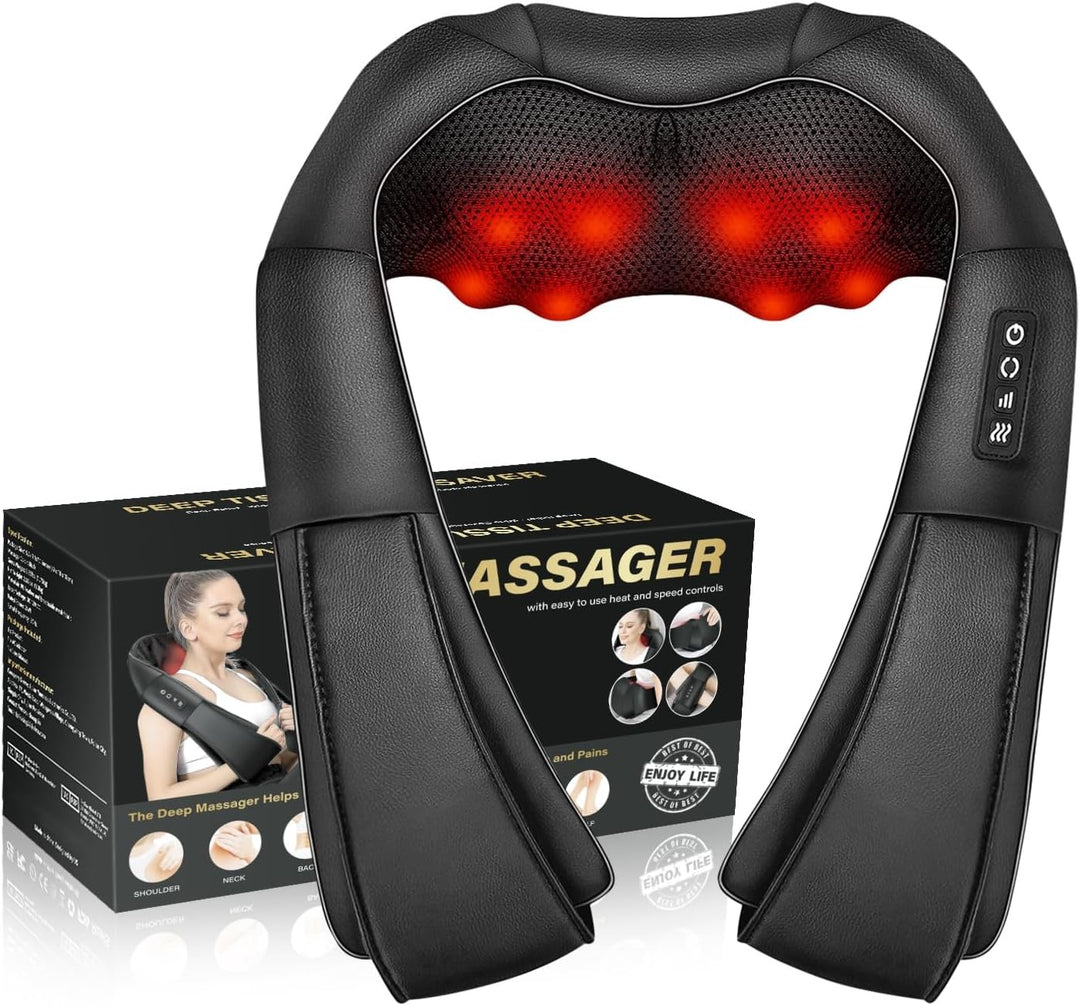 Elektrisk shiatsu-massage för nacke, rygg och axlar med värme