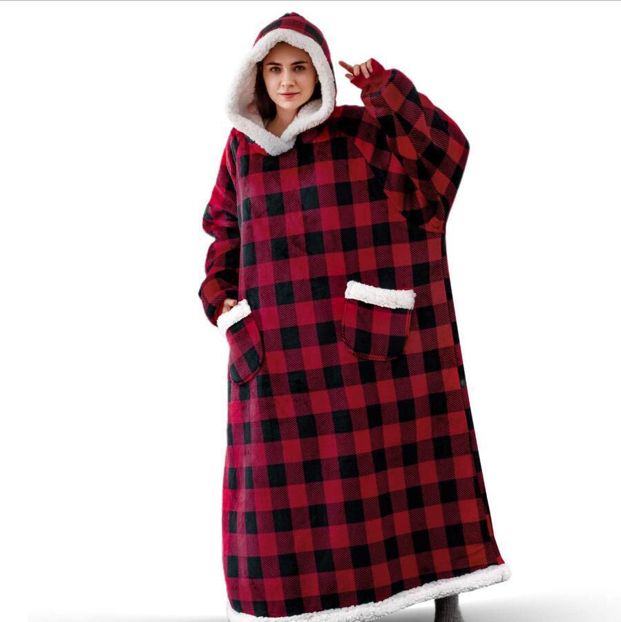 Filt med ärmar och huva – mjuk oversize hoodie med fickor