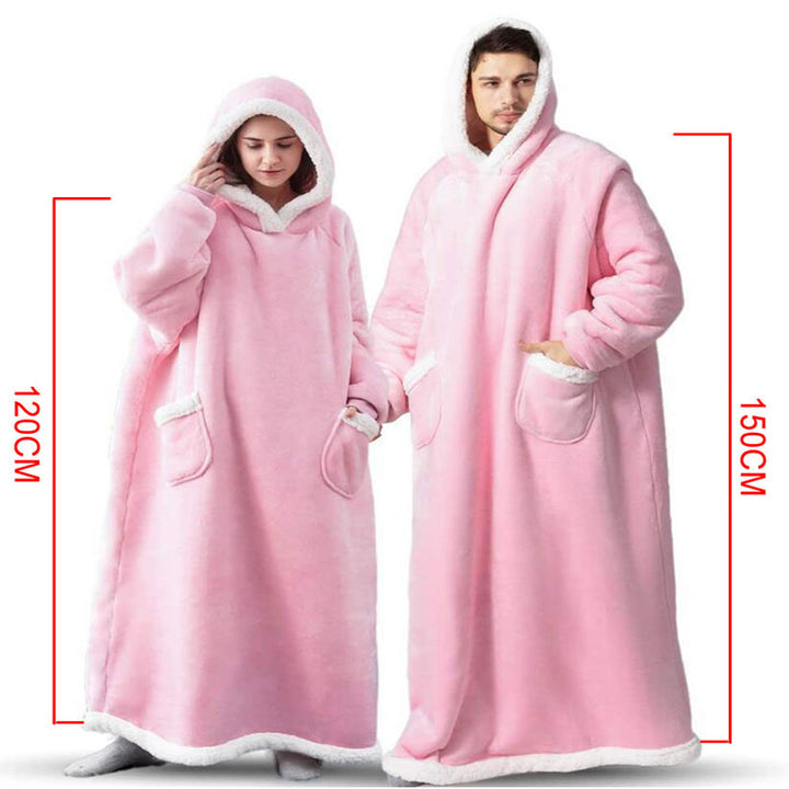 Filt med ärmar och huva – mjuk oversize hoodie med fickor