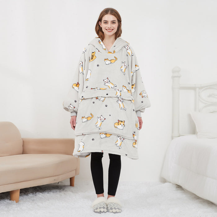 Värmekällan Uppvärmd filthoodie i sherpa – oversize med värme i ryggen